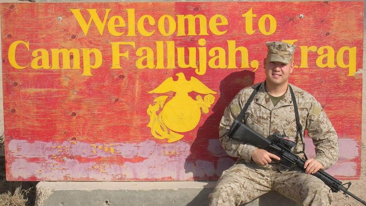 Ahn served as a Marine in Fallujah, Iraq.