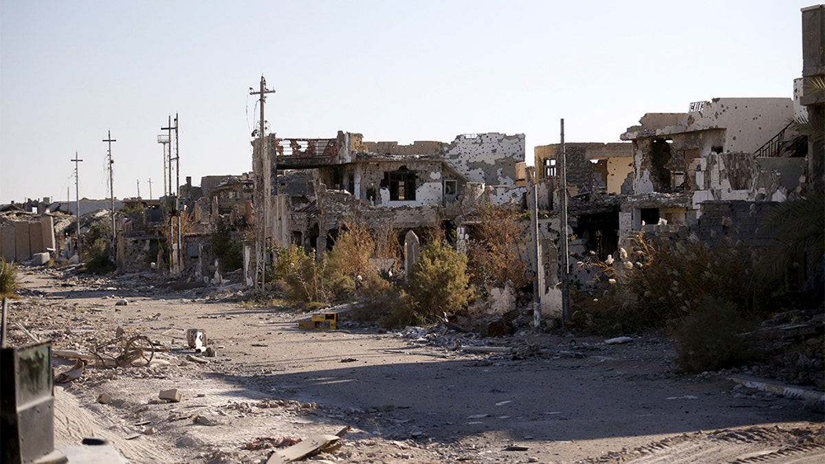 Destroyed buildings are seen in the city of Ramadi, January 16, 2016. Baghdad and Washington have touted Ramadi as the first major success for Iraq's U.S.-backed army since it collapsed in the face of the Islamic State's lightning advance across the country's north and west in mid-2014.  Picture taken January 16, 2016. REUTERS/Thaier Al-Sudani - GF20000098966