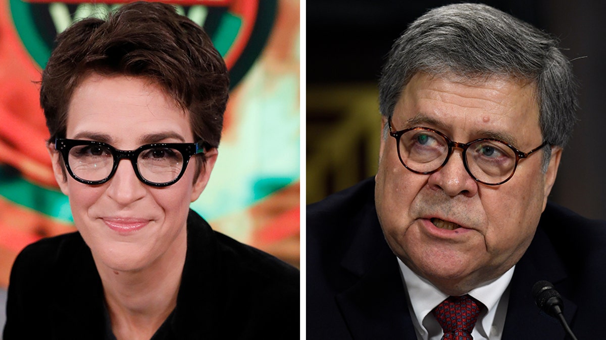 A report found MSNBC's "Rachel Maddow Show" and certain Democrats used a misleading video to cast Attorney General Bill Barr in a negative light. (Getty/AP, File)