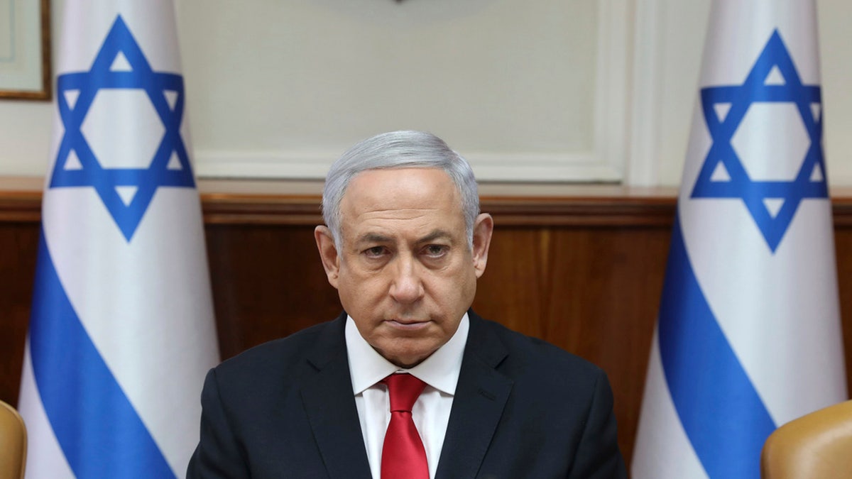 Israeli Prime Minister Benjamin Netanyahu attends the weekly cabinet meeting at his office in Jerusalem, Israel, Sunday, May 5, 2019. (Abir Sultan/Pool Photo via AP)