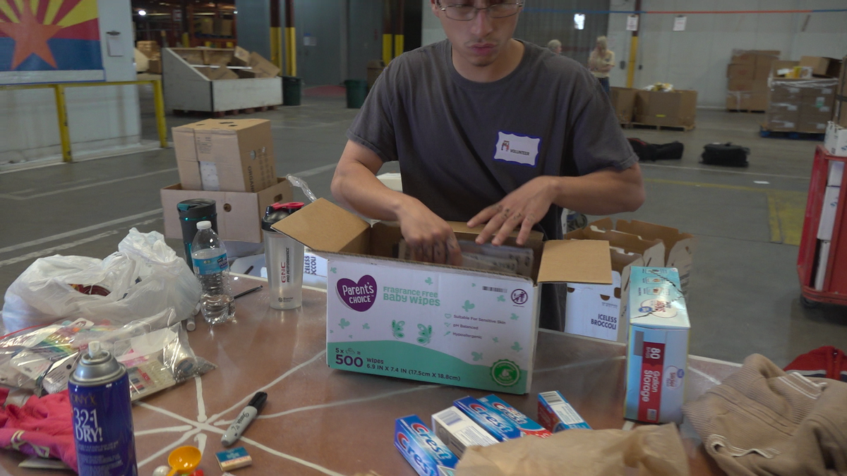 There were four volunteers at the Yuma Food Bank on Wednesday to sort through the donations for the migrants.