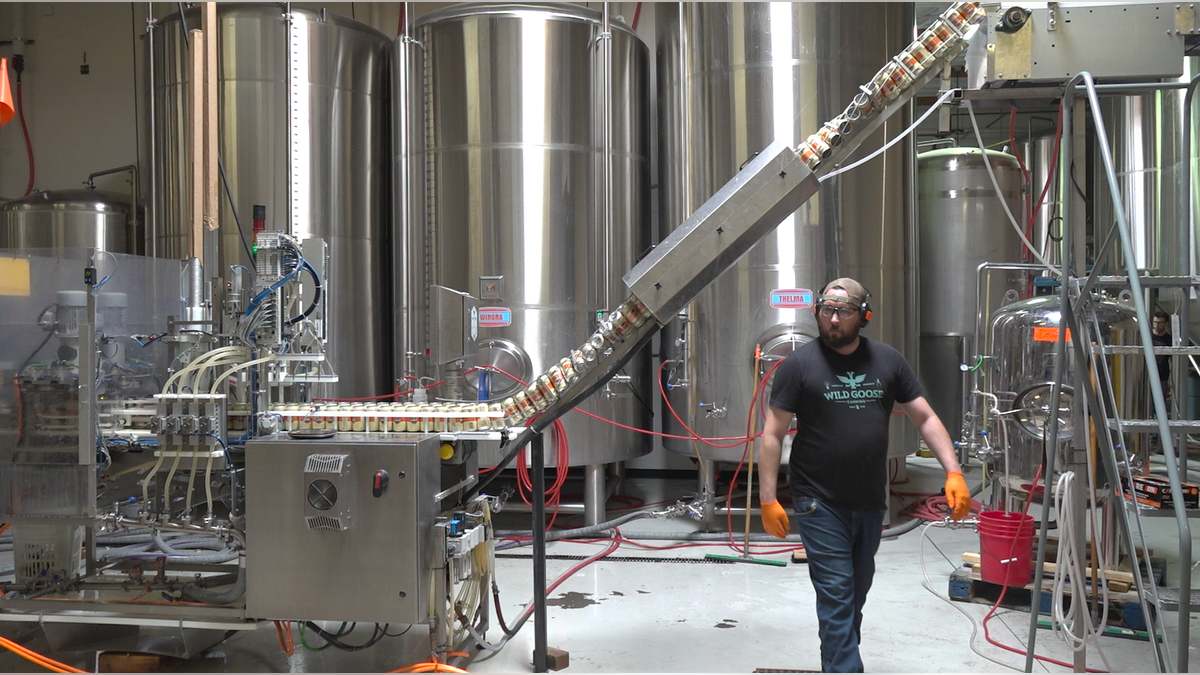 Canning process at Huss Brewing's Tempe location