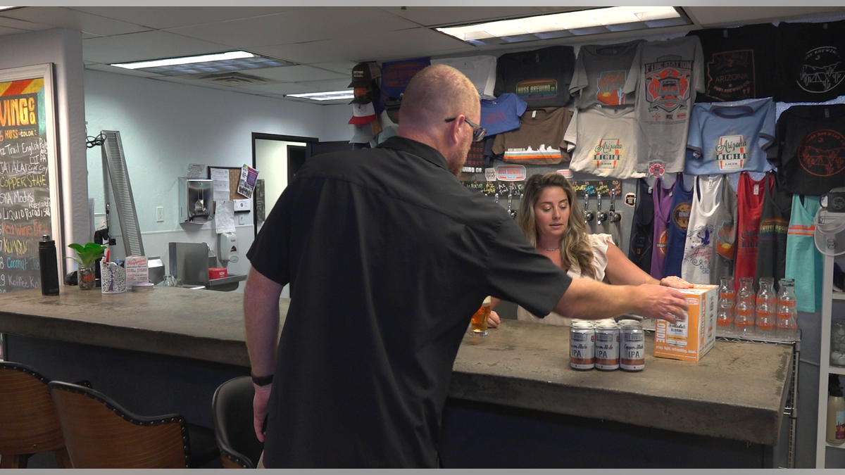 Jeff and Leah Huss are feeling the effects of the tariffs. Their company, Huss Brewing, is the third largest craft brewery in Arizona, and they also rely on steel and aluminum for their business in Tempe, where they can 50 percent of their beer.