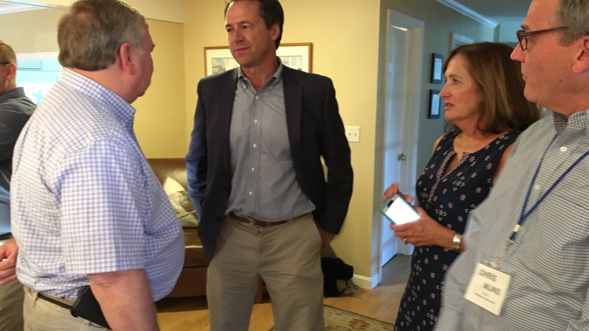 Steve Bullock headlines a house party in Hampton, New Hampshire in August 2018