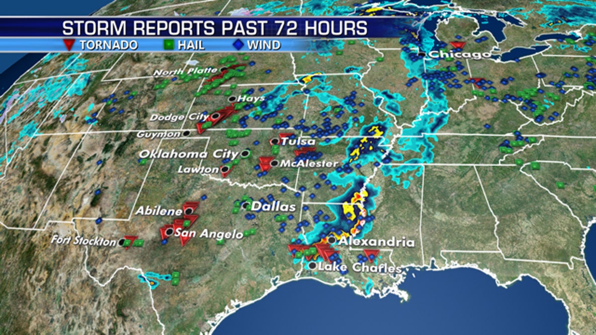 There have been numerous severe weather reports over weekend across the Southern Plains.