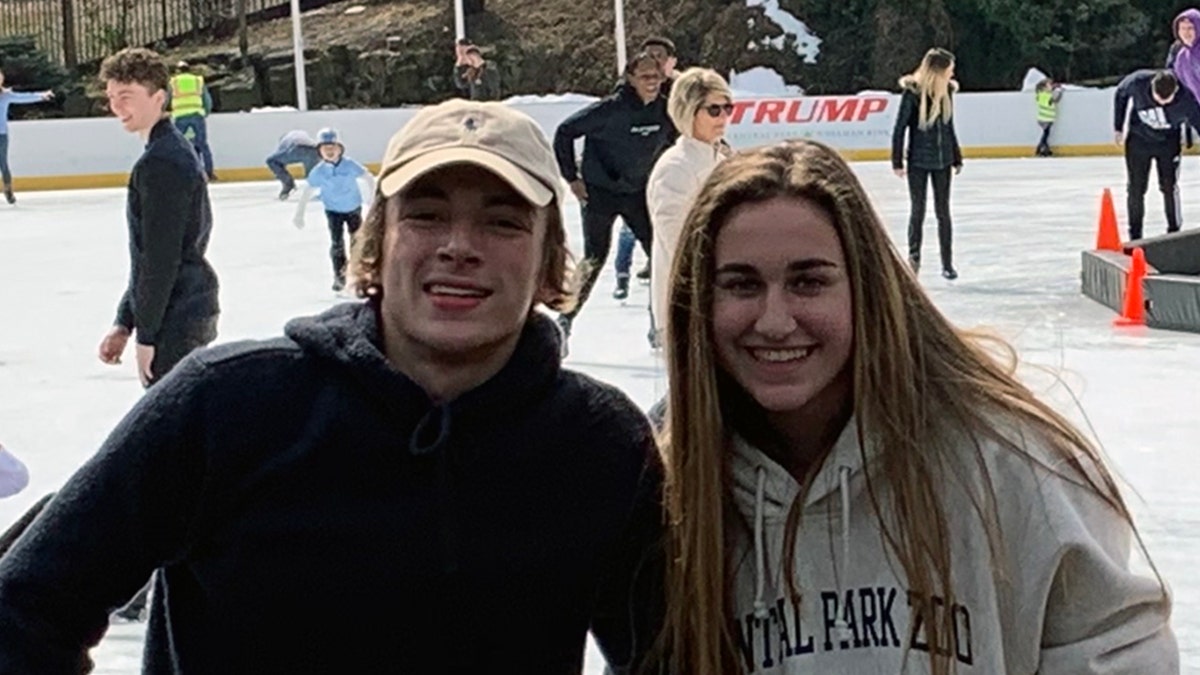 Tyler Smith, 17, and Heather Brown, 17, friends since fourth grade, were stranded in the ocean for two hours before being rescued by a boat named "Amen." They are pictured on their senior mission trip to New York City in March.