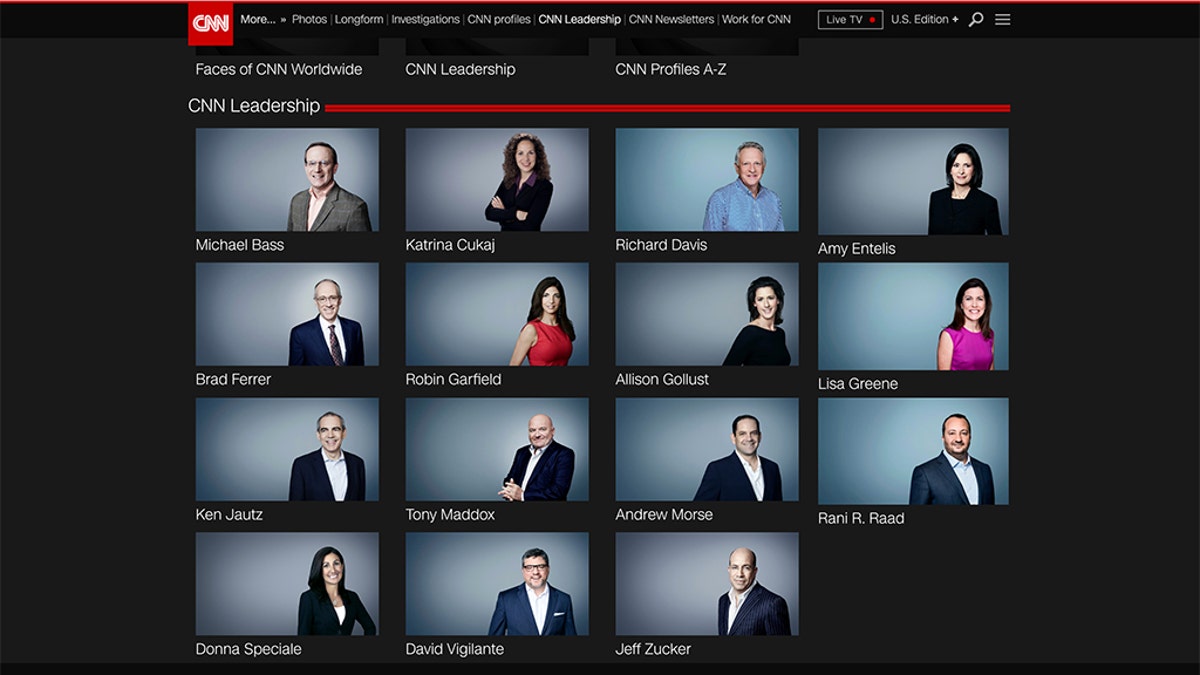 A list of CNN’s leadership posted on its website does not appear to include any people of color.