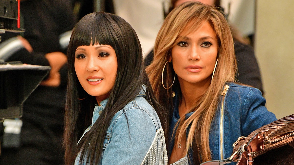 WEST NYACK, NY - MARCH 26: Jennifer Lopez and Constance Wu (L) seen filming on location for 'Hustlers' at Palisades Center on March 26, 2019 in West Nyack, New York. (Photo by James Devaney/GC Images)