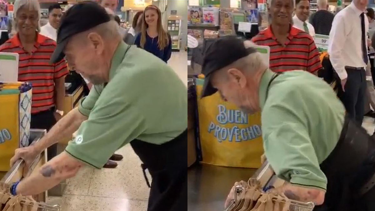 Davis even showed off his physical prowess with a set of push-ups against a cashier checkout counter.