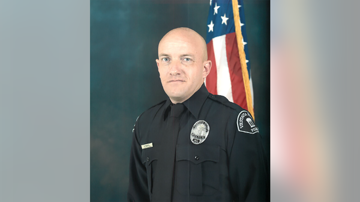 Officer Andrew Kimbrel, 42, died after he was shot in a “domestic” incident, police said Friday. (Vestavia Hills Police Dept.)