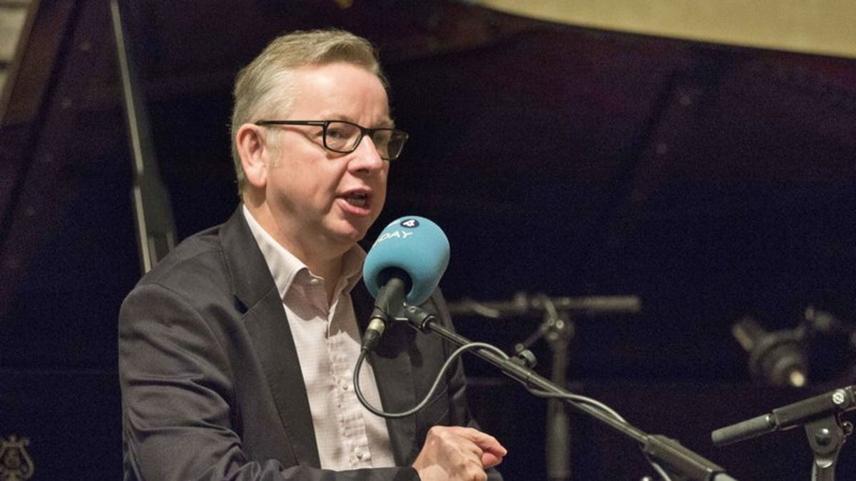 British Environment Secretary Michael Gove speaks to BBC Radio 4 presenter John Humphrys during a live broadcast from Wigmore Hall in central London.