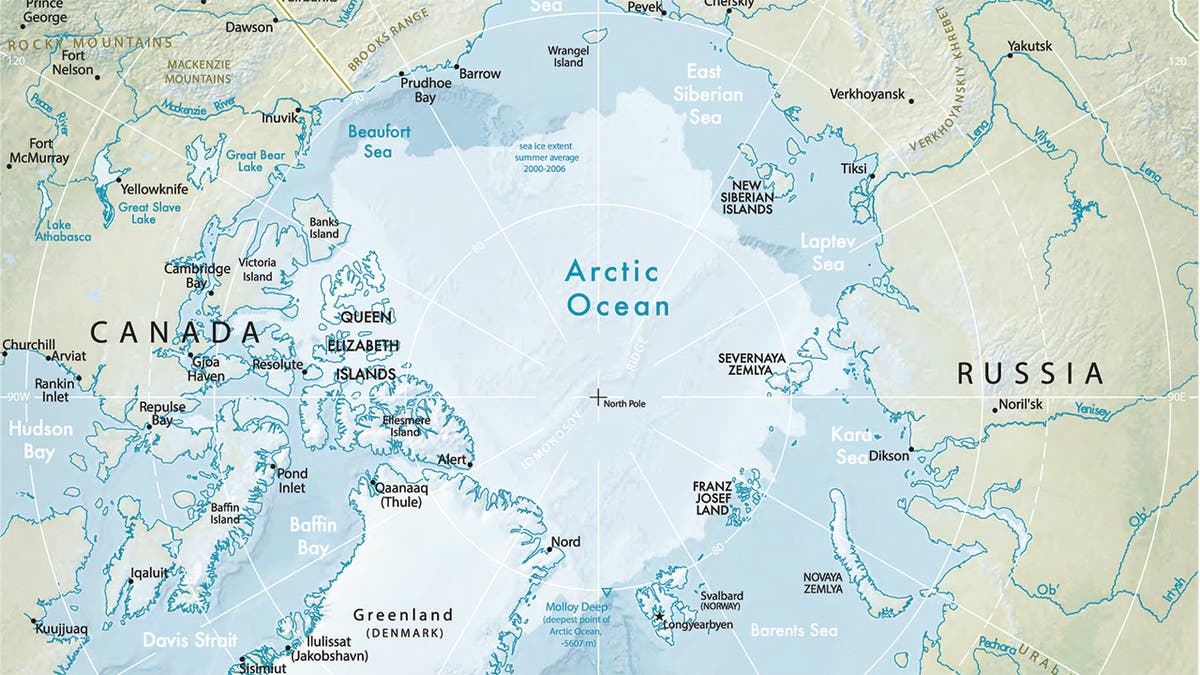 Vector illustration of the physical map of the Arctic region. (istock)