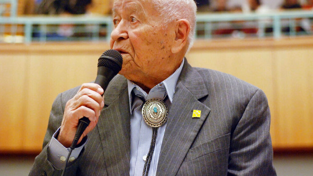 Democratic New Mexico state Sen. John Pinto talks about his career as a lawmaker on American Indian Day in the Legislature in Santa Fe, N.M., Feb. 2, 2018. (Associated Press)