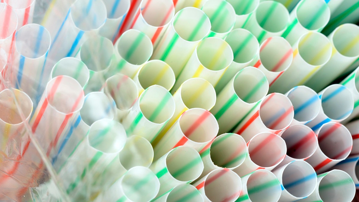 colored straws up close