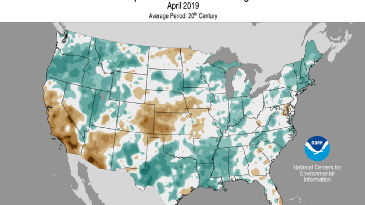 Much of the country experienced above-normal precipitation in April.