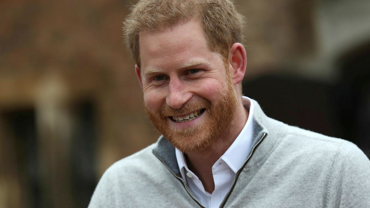 Britain's Prince Harry speaks at Windsor Castle, Windsor, England, Monday May 6, 2019, after his wife Meghan, the Duchess of Sussex gave birth to a baby boy. It is the first child for Harry and Meghan, who married a year ago. (Steve Parsons/Pool via AP)