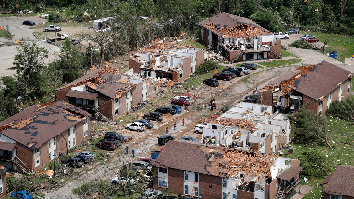 Tornado damage is seen in Jefferson City, Mo. on May 23, 2019.