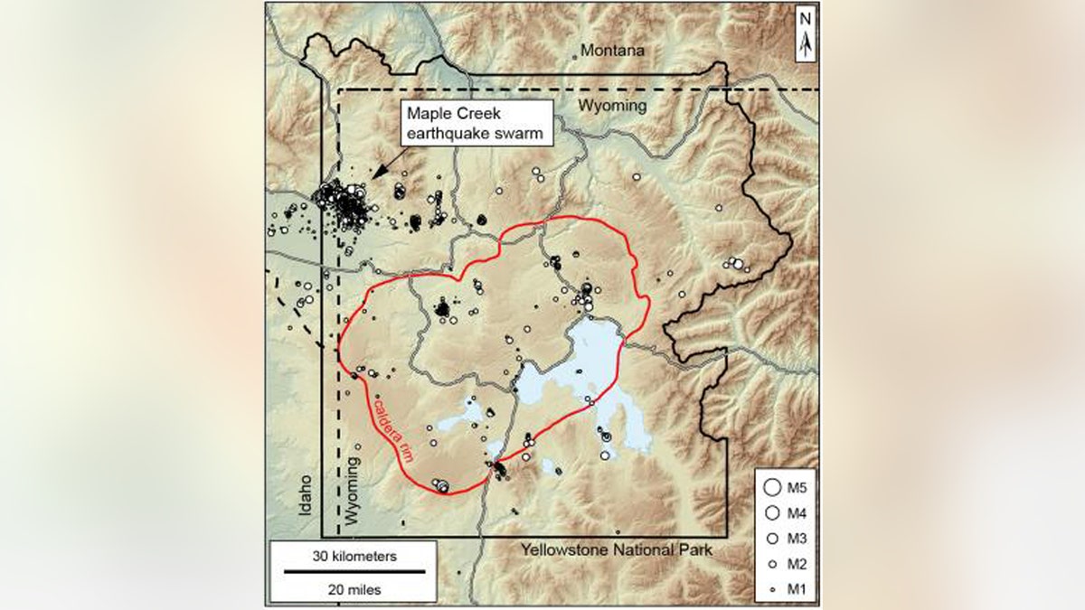Map of the Maple Creek swarm, made using data from the U Seismograph Stations. (Credit: USGS)