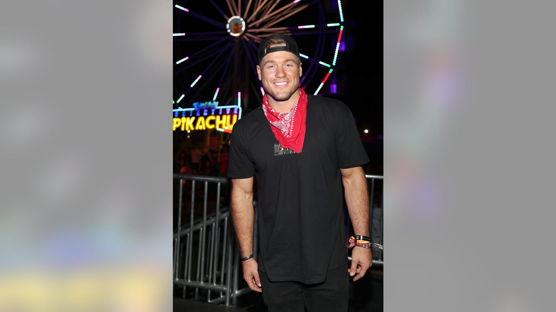 "The Bachelor's" Colton Underwood parties in the desert, stopping by Neon Carnival with "POKÉMON Detective Pikachu" and presented by the LG Mobile Experience on April 27, 2019 in Thermal, Calif. 