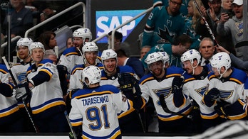 Blues move to brink of Cup final with 5-0 win over Sharks