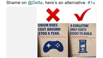Big Labor group tweets 'guillotine' joke after Delta Air Lines CEO opposes unionization efforts