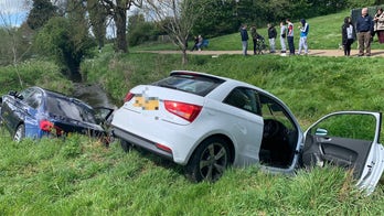 All wet: Police chase ends with cars crashing into stream