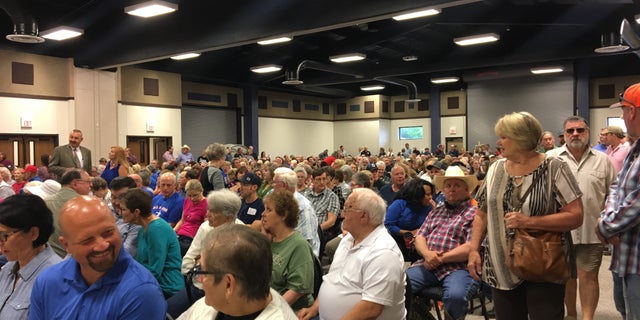 Hundreds of people attended San Jacinto County's Commissioners Court meeting on Wednesday to oppose FFRF's demands to take down the crosses.