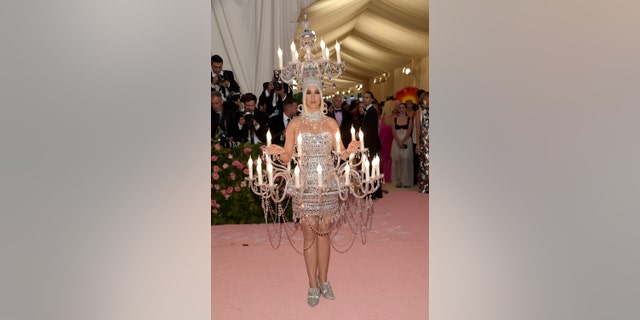 Katy Perry dresses as a literal chandelier at the 2019 Met Gala in New York City.