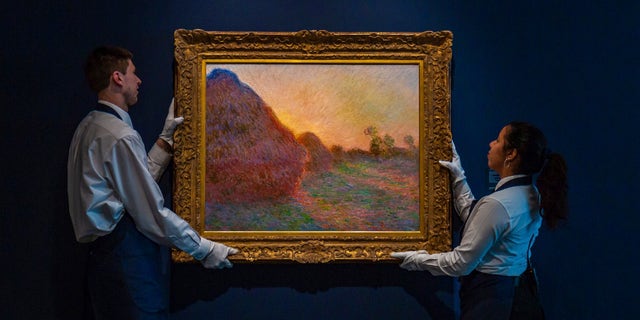 This undated photo provided by Sotheby's shows Claude Monet's painting titled "Meules."