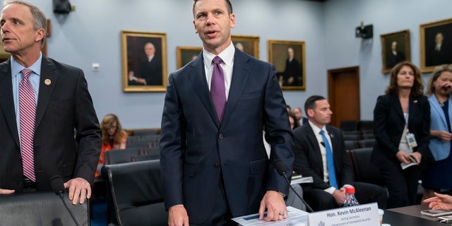 Acting-Homeland Security Secretary Kevin McAleenan prepares for a House Appropriations subcommittee hearing on his agency's future funding, on Capitol Hill in Washington, April 30, 2019. (Associated Press)