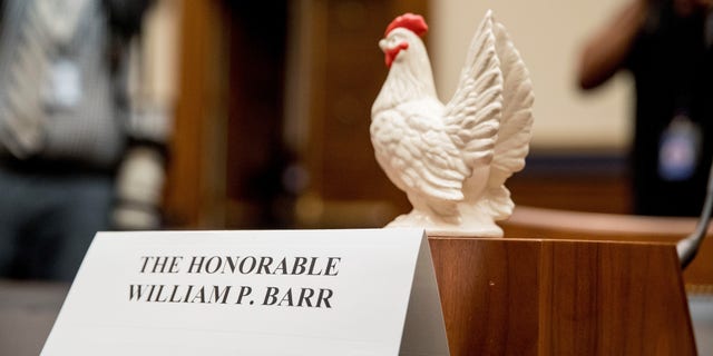 Rep. Steve Cohen, D-Tenn., placed a prop chicken on the witness desk for Attorney General William Barr after he does not appear before a House Judiciary Committee hearing on Capitol Hill in Washington.