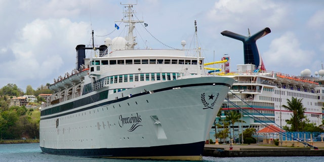 A shot of the Freewinds cruise ship docked in the port of Castries, the capital of St. Lucia, Thursday, May 2, 2019.