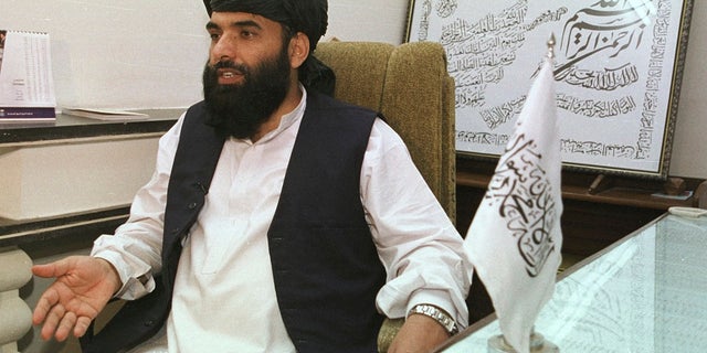Suhail Shaheen, then deputy ambassador of the Islamic Republic of Afghanistan, gives an interview in Islamabad, Pakistan. (Associated Press)