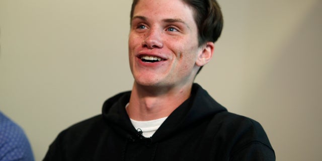 Brendan Bialy recounting his role in stopping the attack at the STEM School Highlands Ranch. (AP Photo/David Zalubowski)