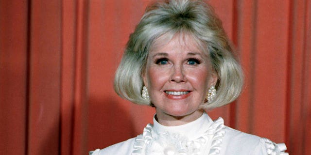 Doris Day after receiving the Cecil B. DeMille Award at the annual Golden Globe Awards ceremony on Jan. 28, 1989 in Los Angeles.  (AP Photo, File)