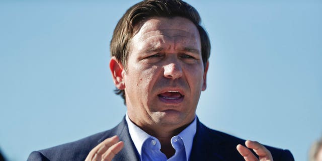 Gov. Ron DeSantis addresses reporters at Everglades Holiday Park in Fort Lauderdale in an undated photo. (Associated Press)