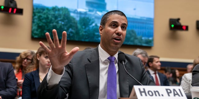 Ajit Pai, chairman of the Federal Communications Commission, testifies as the House Energy and Commerce Committee holds an oversight hearing of the FCC, on Capitol Hill in Washington, Wednesday, May 15, 2019. (AP Photo/J. Scott Applewhite)