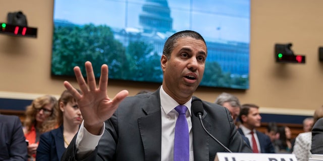 Ajit Pai, chairman of the Federal Communications Commission, testifies as the House Energy and Commerce Committee holds an oversight hearing of the FCC, on Capitol Hill in Washington, Wednesday, May 15, 2019. (AP Photo/J. Scott Applewhite)
