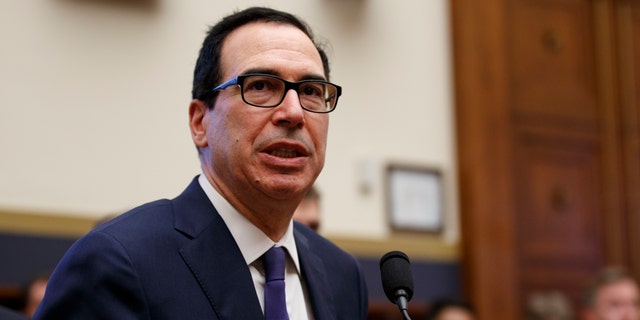 Treasury Secretary Steven Mnuchin testifies before the House Committee on Financial Services on Capitol Hill on Wednesday. (AP Photo/Carolyn Kaster)