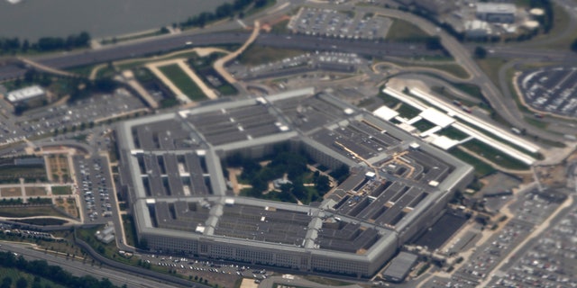 The Pentagon is seen from air from Air Force One.