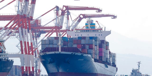 The 69 containers of trash will be loaded onto cargo ship MV Bavaria in a northern port, pictured here preparing to dock on Thursday.<br data-cke-eol="1">