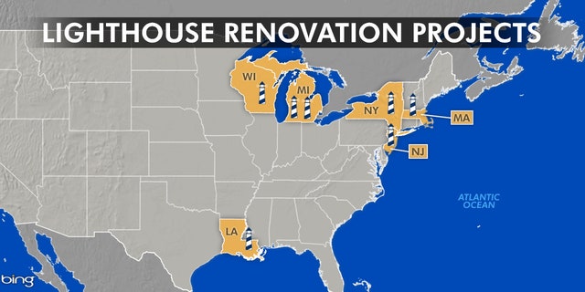Beyond the keys, recent lighthouse renovation projects stretch from Louisiana to New Jersey