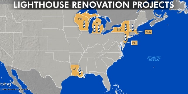 Beyond the keys, recent lighthouse renovation projects stretch from Louisiana to New Jersey