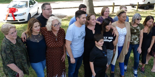 Celeste Bokstrom, a single mom helped out by Burly Man Coffee, was surprised with a brand new car surrounded by family and friends in March.
