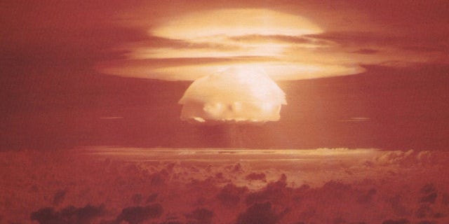 The mushroom cloud from Castle Bravo, the most powerful nuclear device ever detonated by the United States.