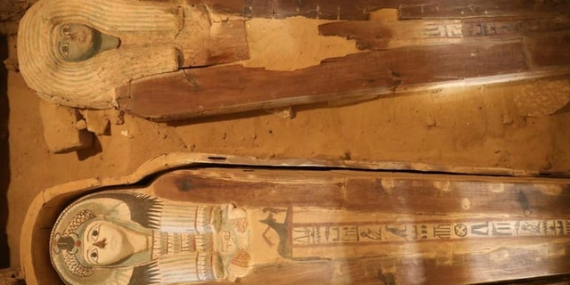 Archaeologists discovered painted and decorated wooden anthropoid coffins at the site.