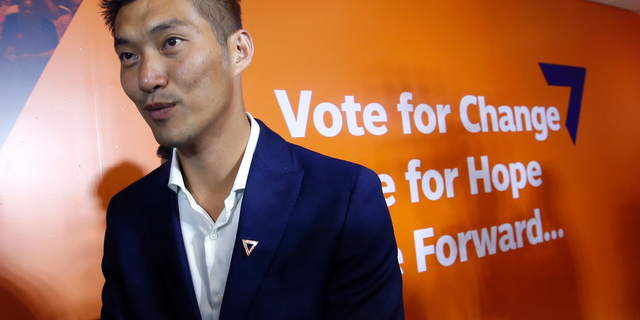 FILE - In this March 25, 2019, file photo, Future Forward Party leader Thanathorn Juangroongruangkit attends a press conference at the party's headquarters in Bangkok, Thailand. Thailand's Election Commission has recommended that Thanathorn be barred from taking his seat in the soon-to-be-convened parliament because he is accused of violating electoral rules by holding shares in a media company. (AP Photo/Sakchai Lalit, File)