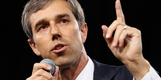 Democratic presidential candidate and former U.S. Rep. Beto O'Rourke of Texas speaks in Las Vegas on April 27. (Associated Press)