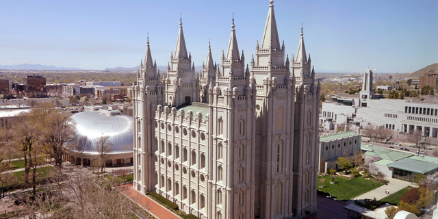 FILE - In this April 18, 2019, file photo, shows the Salt Lake Temple, in Salt Lake City. The Church of Jesus Christ of Latter-day Saints came out Monday, May 13, 2019, against a comprehensive nondiscrimination bill that faces long odds in Congress, saying the legislation doesn't "meet the standard of fairness for all" because it would strip key religious freedom protections. (AP Photo/Rick Bowmer, File)