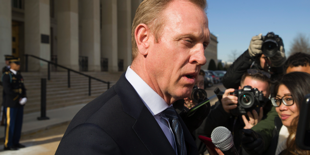 FILE - In this Jan. 28, 2019, file photo, acting Defense Secretary Pat Shanahan speaks with the media as he waits for the arrival of NATO Secretary General Jens Stoltenberg at the Pentagon in Washington. President Donald Trump on May 9, said he will nominate Shanahan to be his second secretary of defense. (AP Photo/Alex Brandon, File)